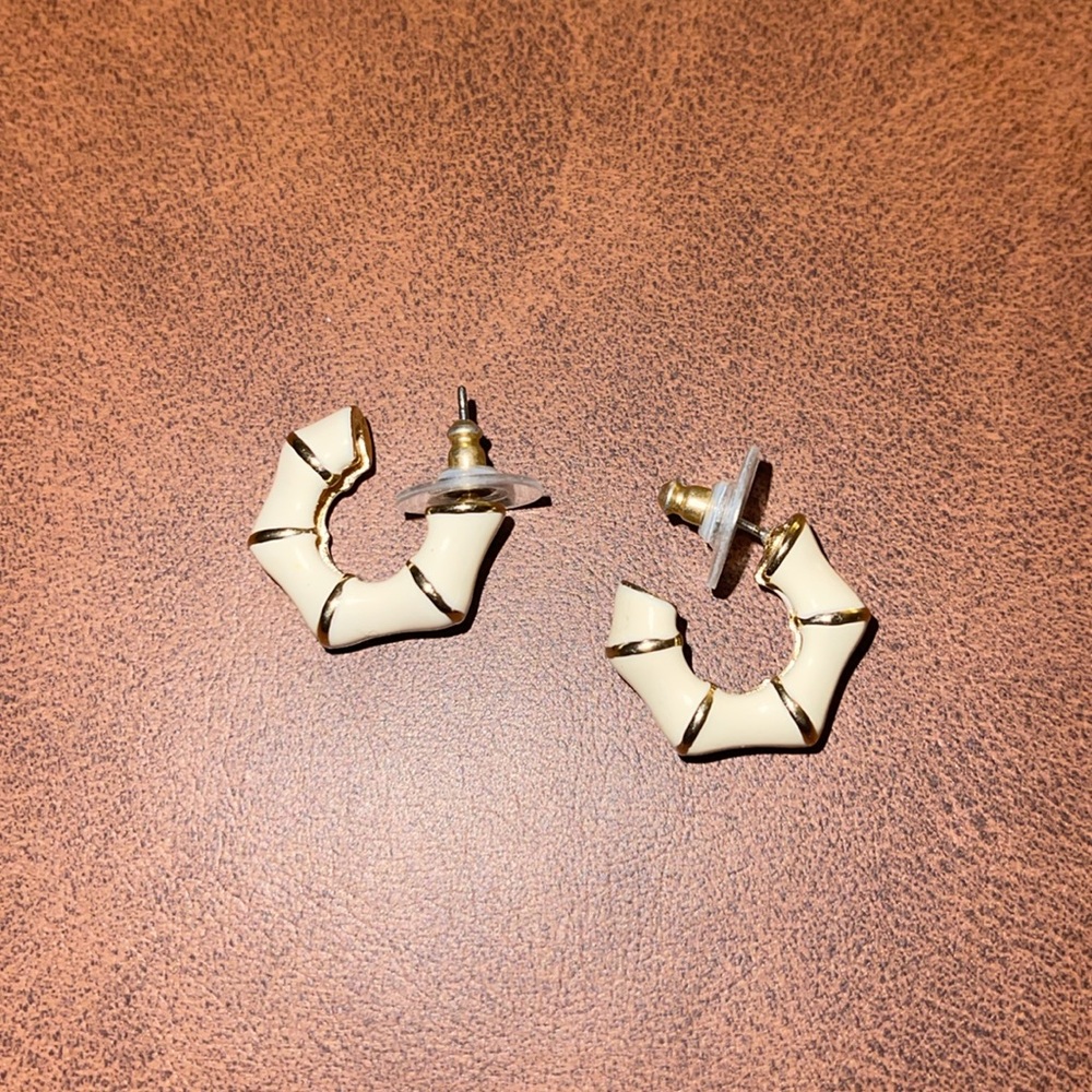 SOLD. Tan Enamel Post Back Earrings